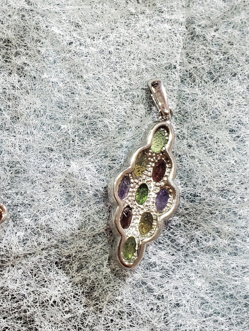 MultiGemstone Stainless Steel Pendant- Peridot, Amethyst, Citrine, Garnet 3.5ctw - Picture 4 of 6